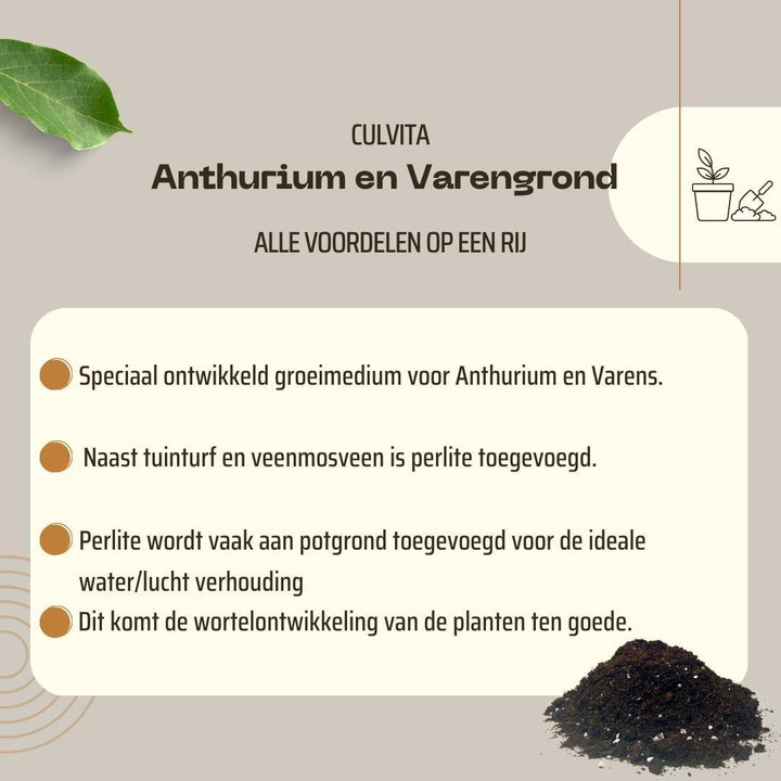 Culvita - Anthurium and Fernerde 5 Liter - Blumenerde für Anthurium und Farne